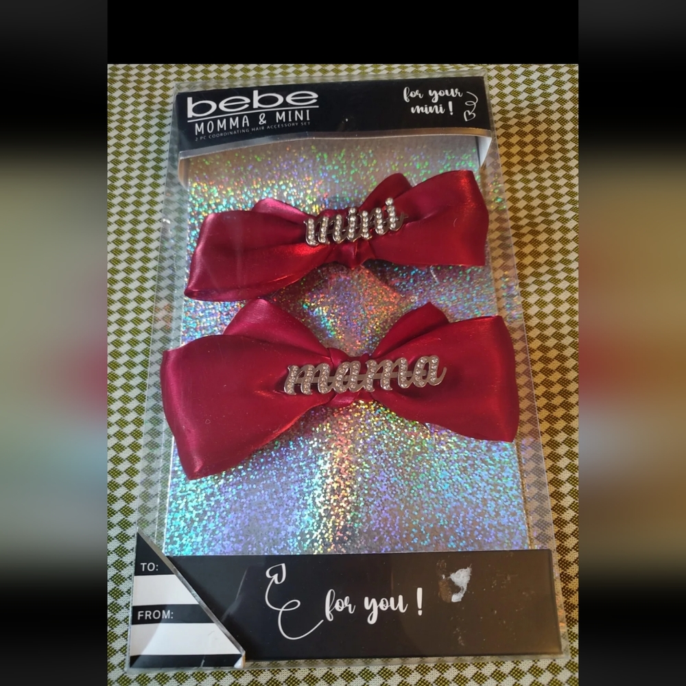 Bebe Momma And Mini Coordinating Hair Accessory Kit, NIB, Mama, Mini, Red